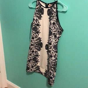 white dress with black flower print